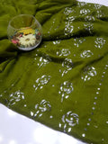 Olive Green colour Mukesh Gulab Handmade Work Suits